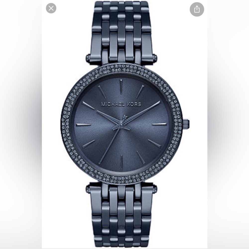 Michael Kors Watch Navy Blue Gunmental Blue stones Darci NEW